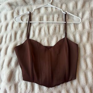 Brown, cropped tank top